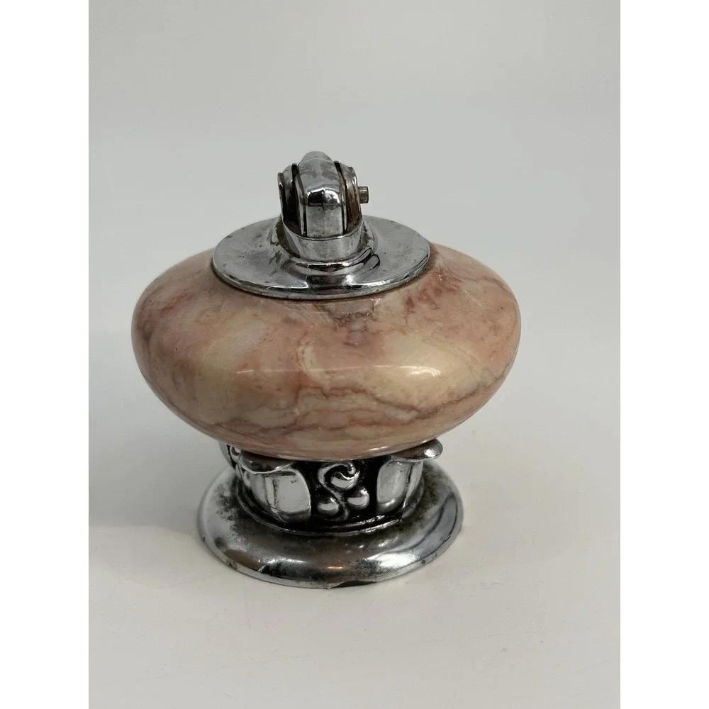 Vintage MCM RONSON Marble & Chrome Table Lighter  